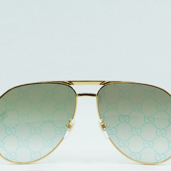 Gucci GG1220S 004 Sunglasses Gold Aviator Frame, Green Lenses main image 12